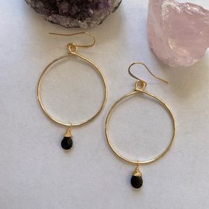 Gold hoops with onyx